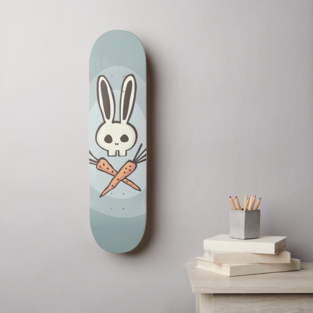 Tecknad Bunny Skull och Crossbone Skateboard Bräda 21,5 Cm (Väggkonst)