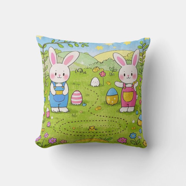 Tecknad bunny som håller morot kudde (Framsida)