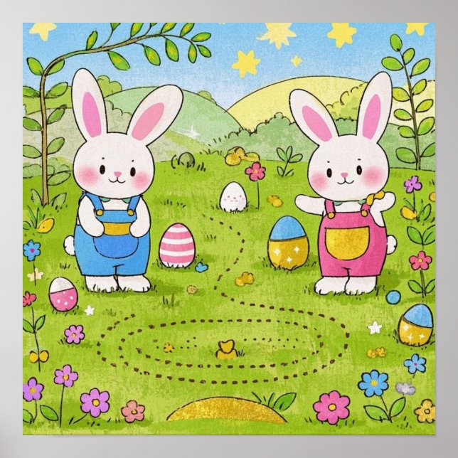Tecknad bunny som håller morot poster (Framsidan)