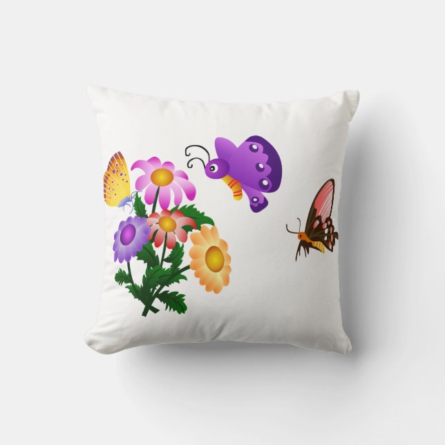 Tecknad Butterfly and Flowers American MoJo Kudde (Framsida)