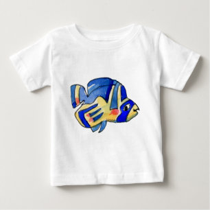 Tecknad Butterfly Blue Fish T Shirt