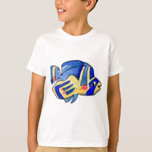 Tecknad Butterfly Blue Fish Tee Shirt