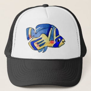 Tecknad Butterfly Blue Fish Truckerkeps