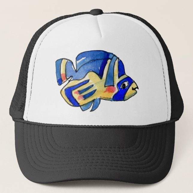 Tecknad Butterfly Blue Fish Truckerkeps (Framsida)