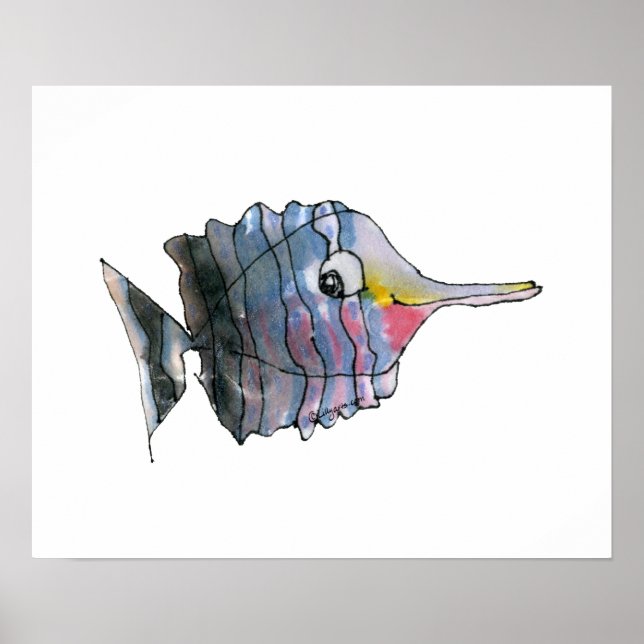 Tecknad Butterfly Fish Children's Wall Art Poster (Framsidan)
