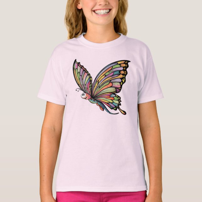 Tecknad Butterfly T Shirt (Framsida)