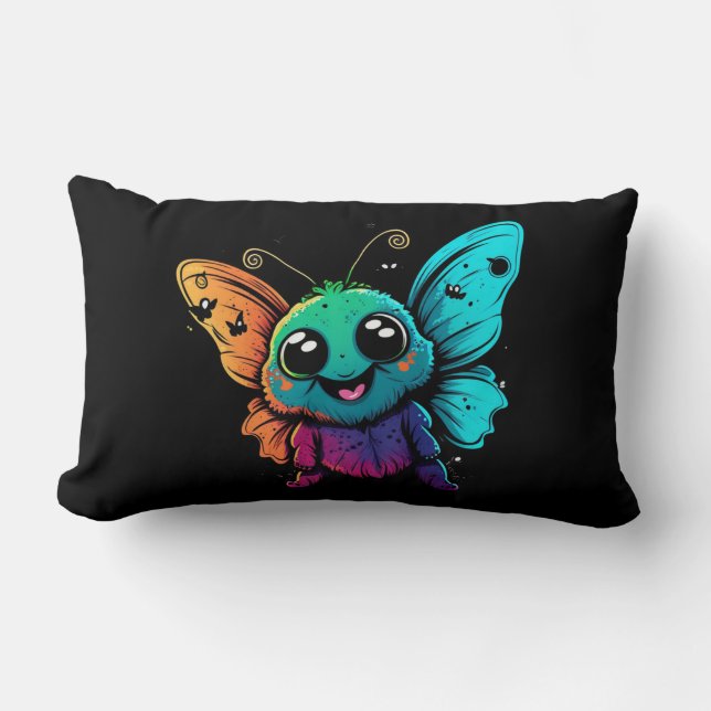 tecknad-butterfly-with-butterfly-its-head lumbarkudde (Framsida)