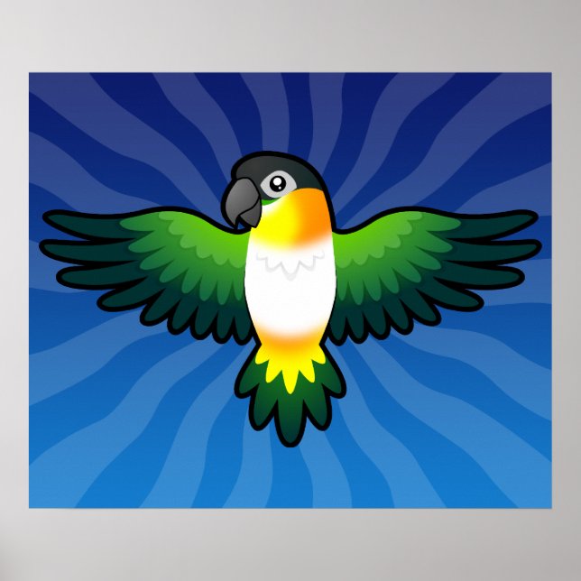 Tecknad Caique / Lovebird / Pionus / Parrot Poster (Framsidan)