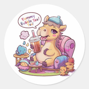 Tecknad Camel: Mysigt, Kawaii Vibes Runt Klistermärke