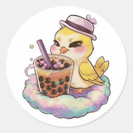 Tecknad Canary: Mysigt, Kawaii Vibes Runt Klistermärke