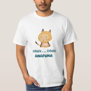 Tecknad Cat Anapana Meditation Inhale Exhale T Shirt