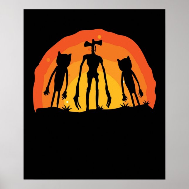 Tecknad Cat and Siren Head Costume för barn Boys Poster (Framsidan)