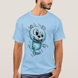 Tecknad Cat Blue T Shirt