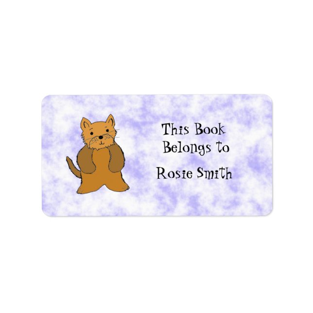 Tecknad Cat Bok-etikett Adressetikett (Framsidan)