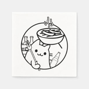 Tecknad Cat Grilling BBQ Grill Napkins Pappersservett