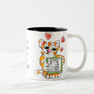 Tecknad Cat Kärlek Heart Anpassningsbar Mugg