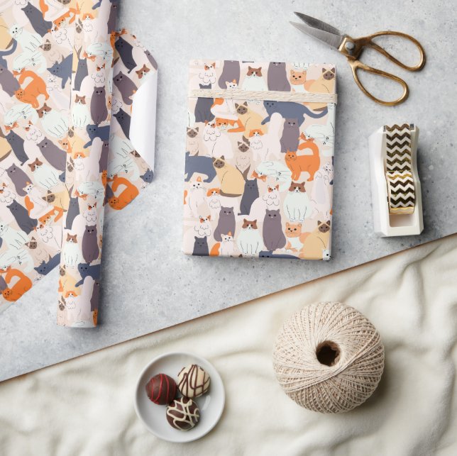 Tecknad Cat Pet Mönster Gift Presentpapper (Hantverk)