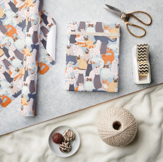 Tecknad Cat Pet Mönster Gift Presentpapper (Hantverk)