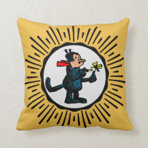 Tecknad Cat Retro-Stil Starburst Dekorativ kudde