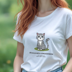 Tecknad Cat Sitta T Shirt