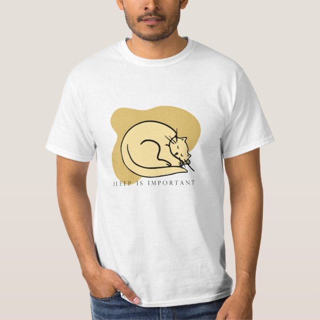 Tecknad Cat Sleeping Tee - Relaxing Aesthetic Pet (Framsida)