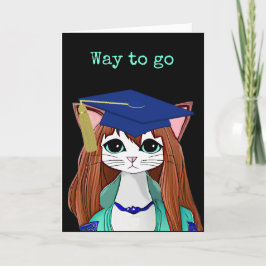 Tecknad Cat Student Kort