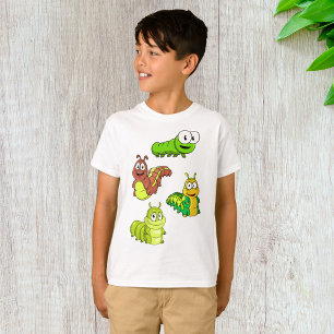 Tecknad Caterpelars Grönt Gult Brown T Shirt