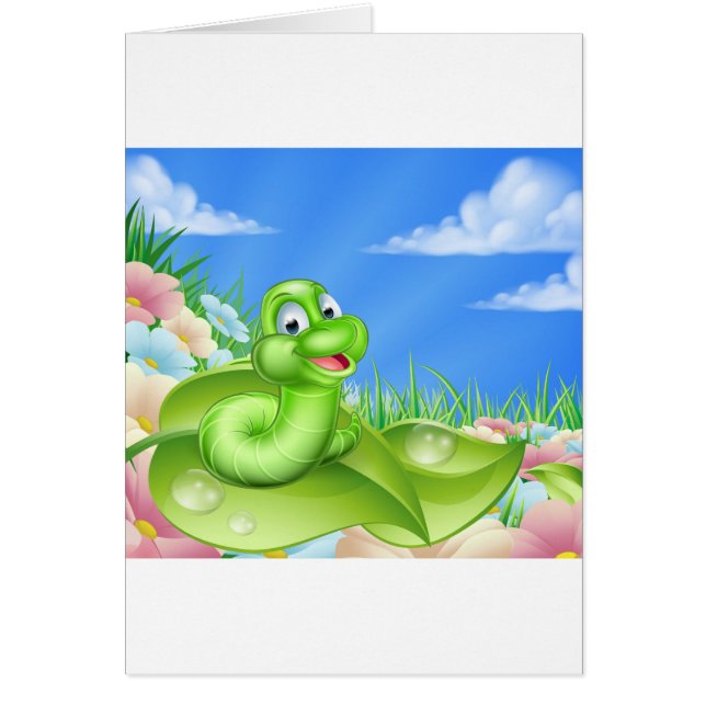 Tecknad Caterpillar i äng Hälsningskort (Framsidan)
