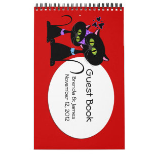 Tecknad Cats Bröllop Guest Bok Kalender