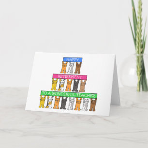 Tecknad Cats för lärar lycklig Pension Kort