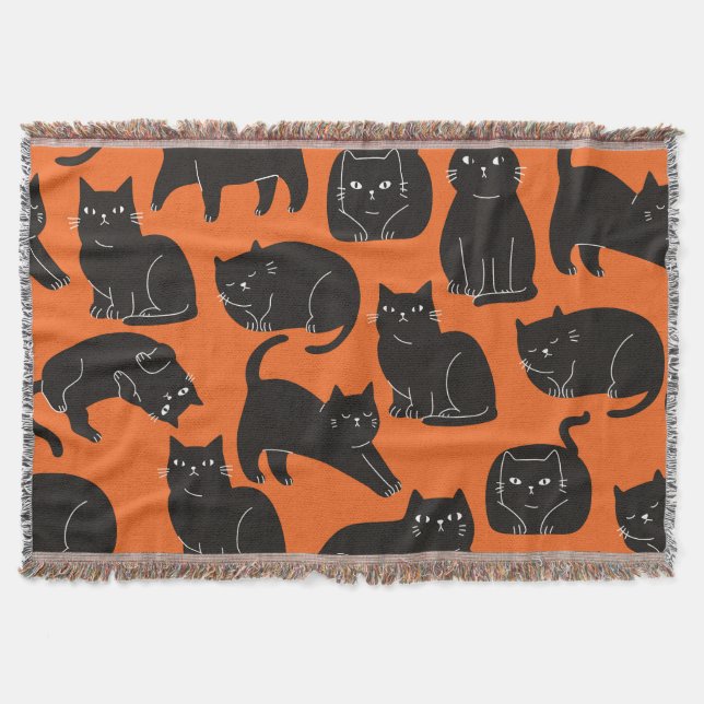 Tecknad Cats Hand plockade Mönster Filt (Framsidan)