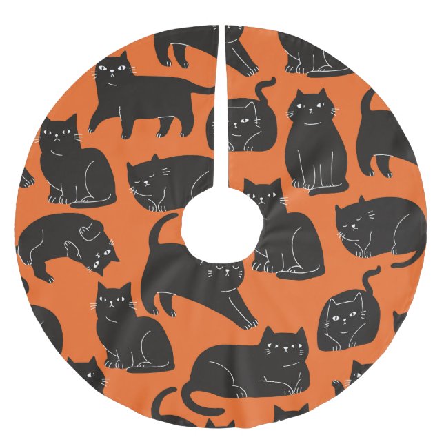 Tecknad Cats Hand plockade Mönster Julgransmatta Borstad Polyester (Framsidan)