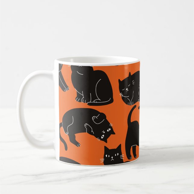 Tecknad Cats Hand plockade Mönster Kaffemugg (Vänster)