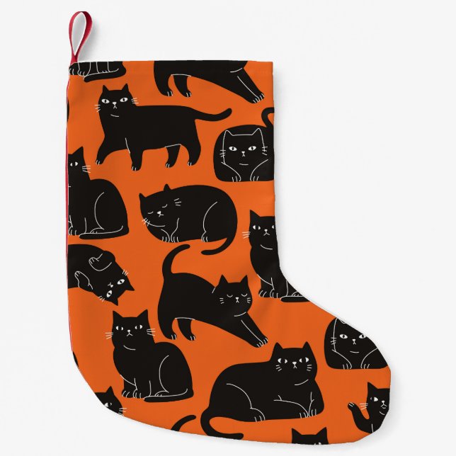 Tecknad Cats Hand plockade Mönster Liten Julstrumpa (Framsidan)