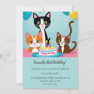 Tecknad Cats Kids’ PurrFect-Födelsedagsfest Inbjudningar