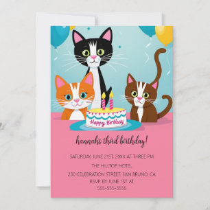 Tecknad Cats Kids’ PurrFect-Födelsedagsfest Inbjudningar