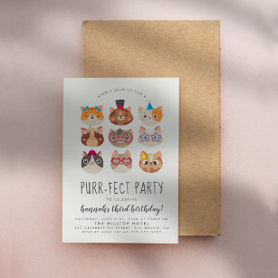 Tecknad Cats Kids’ PurrFect-Födelsedagsfest Inbjudningar