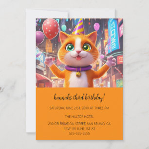 Tecknad Cats Kids’ PurrFect-Födelsedagsfest Inbjudningar