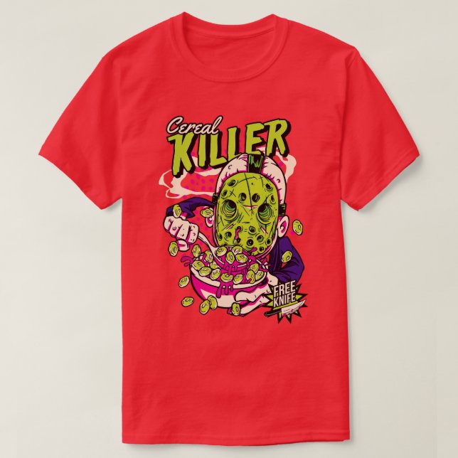 Tecknad Cereal Killer Cereal Box Funny Horror T Shirt (Design framsida)