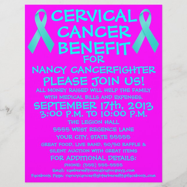 Tecknad Cervical Cancer Benefit Flyer (Framsidan)