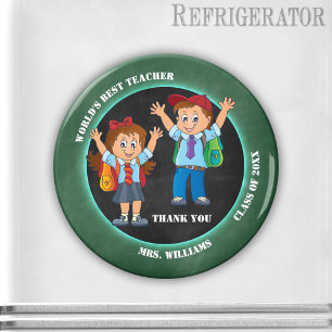Tecknad Chalkboard Teacher Tack Magnet