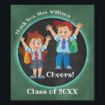 Tecknad Chalkboard Teacher Tack Vin Vinflaska Etikett<br><div class="desc">En söt vin-etikett med två tecknader barn på en schalkboard- och svartbrädesbakgrund. Underbaren till vin efter ett fullsatt skolår och en vacker gåva till en lärare.</div>