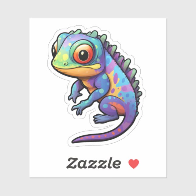 Tecknad chameleon illustration klistermärken (Ark)
