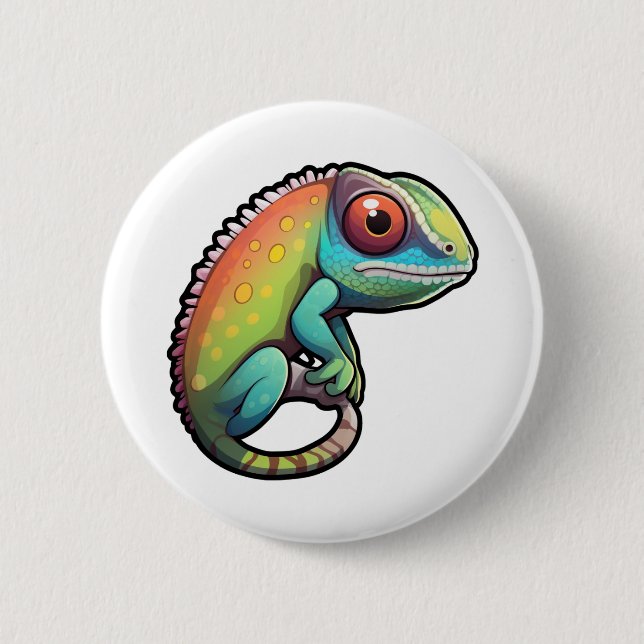 Tecknad chameleon illustration knapp (Framsida)