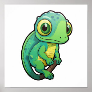 Tecknad chameleon illustration poster