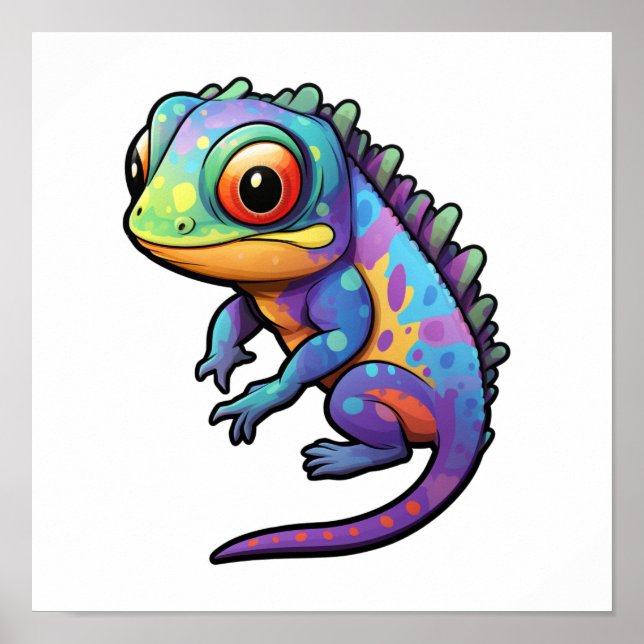 Tecknad chameleon illustration poster (Framsidan)