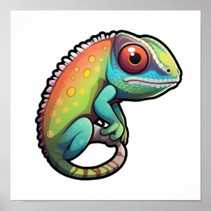 Tecknad chameleon illustration poster
