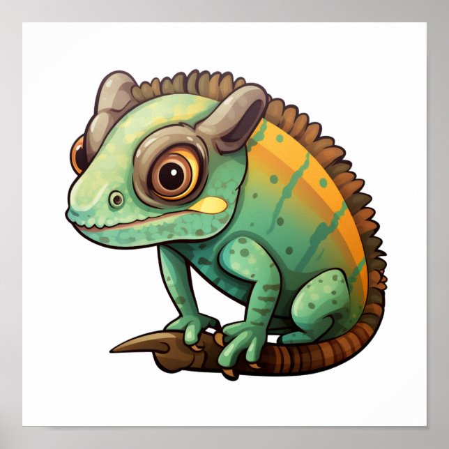 Tecknad chameleon illustration poster (Framsidan)