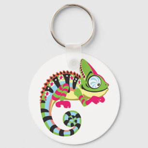 tecknad chameleon nyckelring