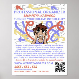 Tecknad Chaos Design, Professionell Organizer Poster